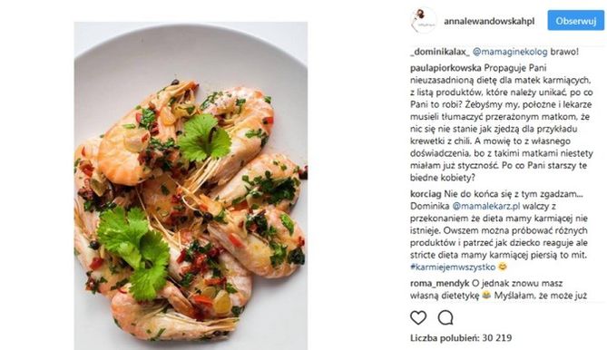 Wpis Anny Lewandowskiej na Instagramie wywołał burzliwą dyskusję