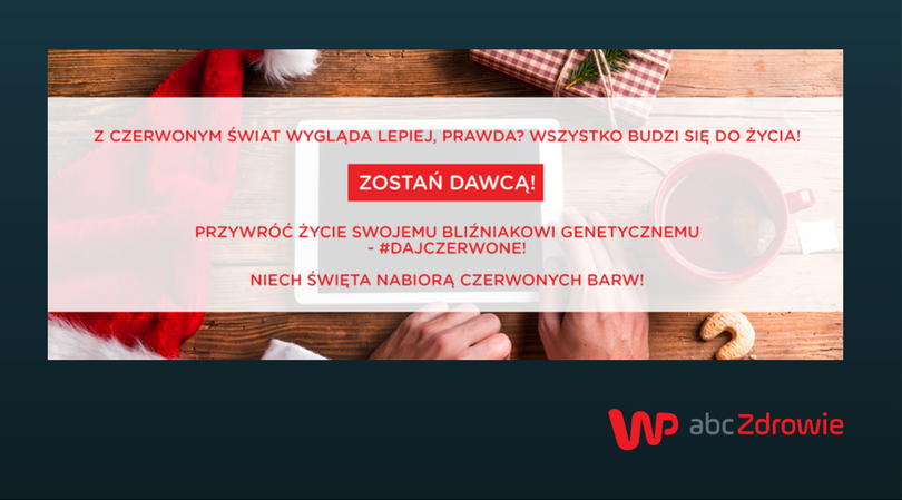 Baner promujący akcję #DajCzerwone / Fundacja DKMS