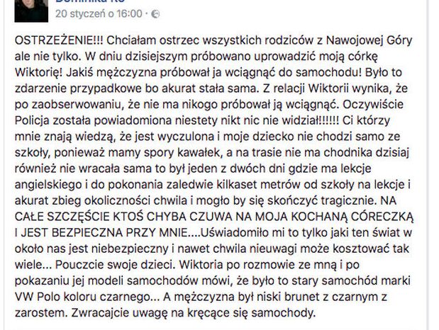 Post z Facebooka mamy 10-latki