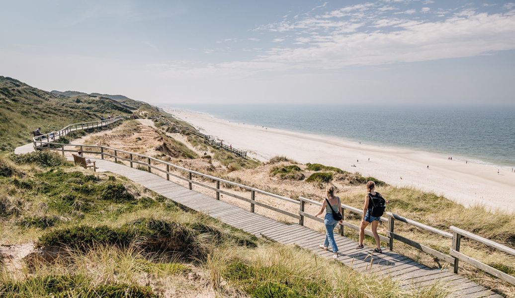 Krajobraz wydmowy na wyspie Sylt z widokiem na Morze Wattowe