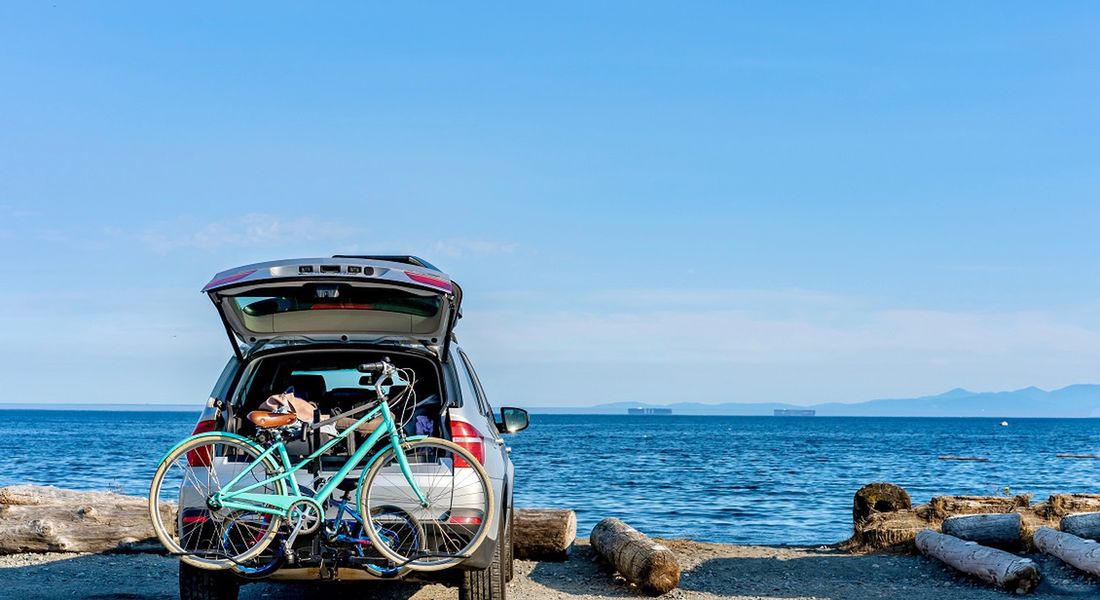 beach, sea, sand, ocean, travel, car, road trip, trip, bikes, coast, summer, adventure, landscape, packed, vacation, holiday, canada, sun, shore, beautiful, bike rack, holidays, unpack