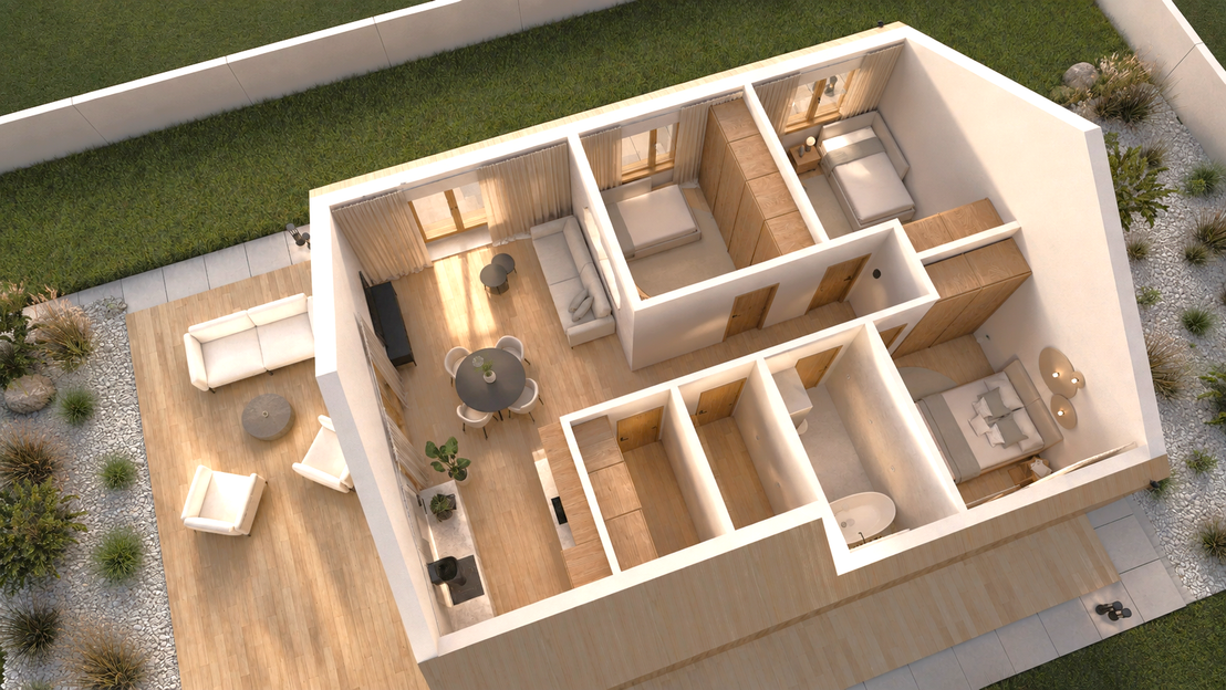 Projekt gotowy Dom keramzytowy Fiore 76 - parterowy dom o powierzchni 75,95 m², dach dwuspadowy - ujęcie 7