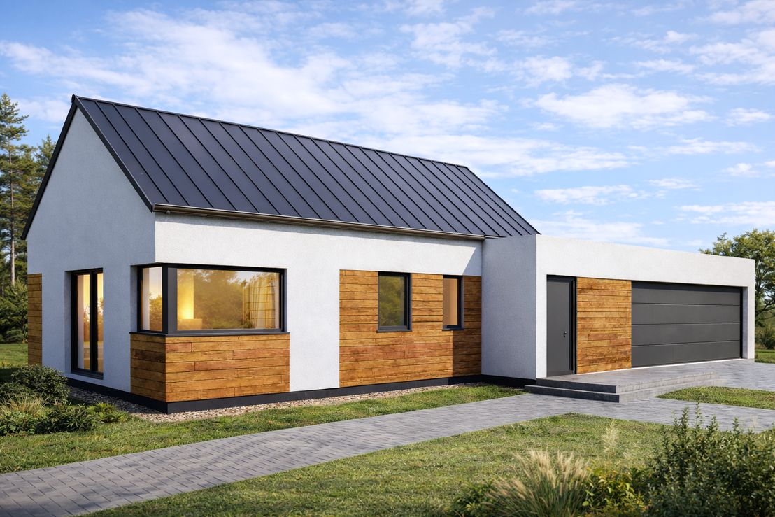 Dom prefabrykowany DH127U z garażem (HDH1012)