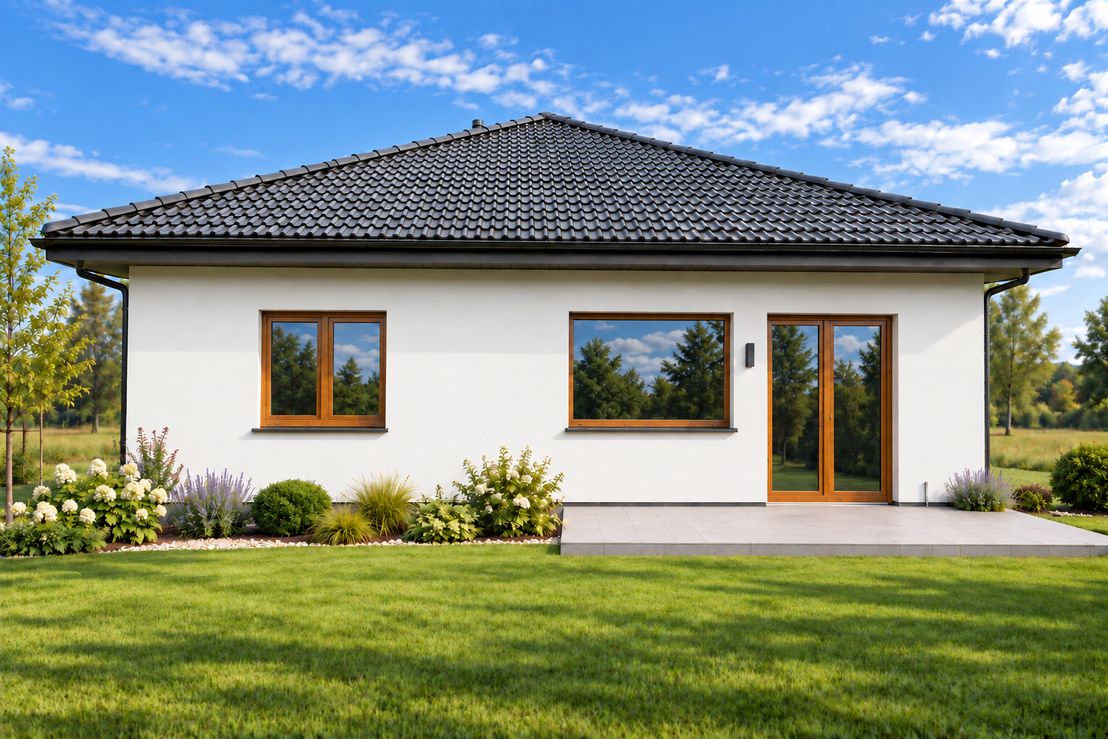 Projekt gotowy Dom keramzytowy Fiore 86 - parterowy dom o powierzchni 86,60 m², dach namiotowy - ujęcie 2