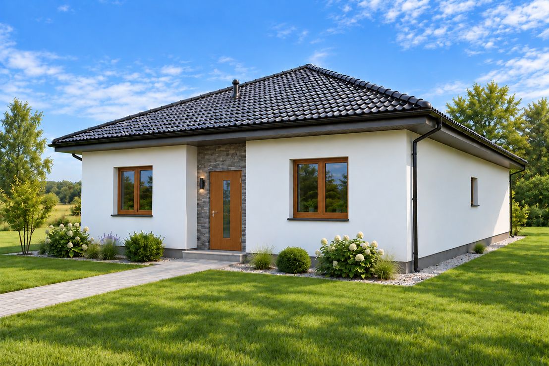 Projekt gotowy Dom keramzytowy Fiore 86 - parterowy dom o powierzchni 86,60 m², dach namiotowy - ujęcie 3