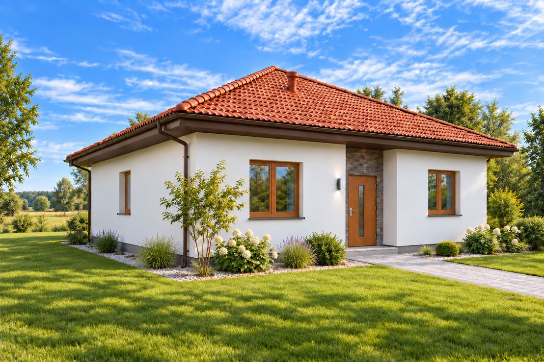 Projekt gotowy Dom keramzytowy Fiore 86 - parterowy dom o powierzchni 86,60 m², dach namiotowy - ujęcie 4