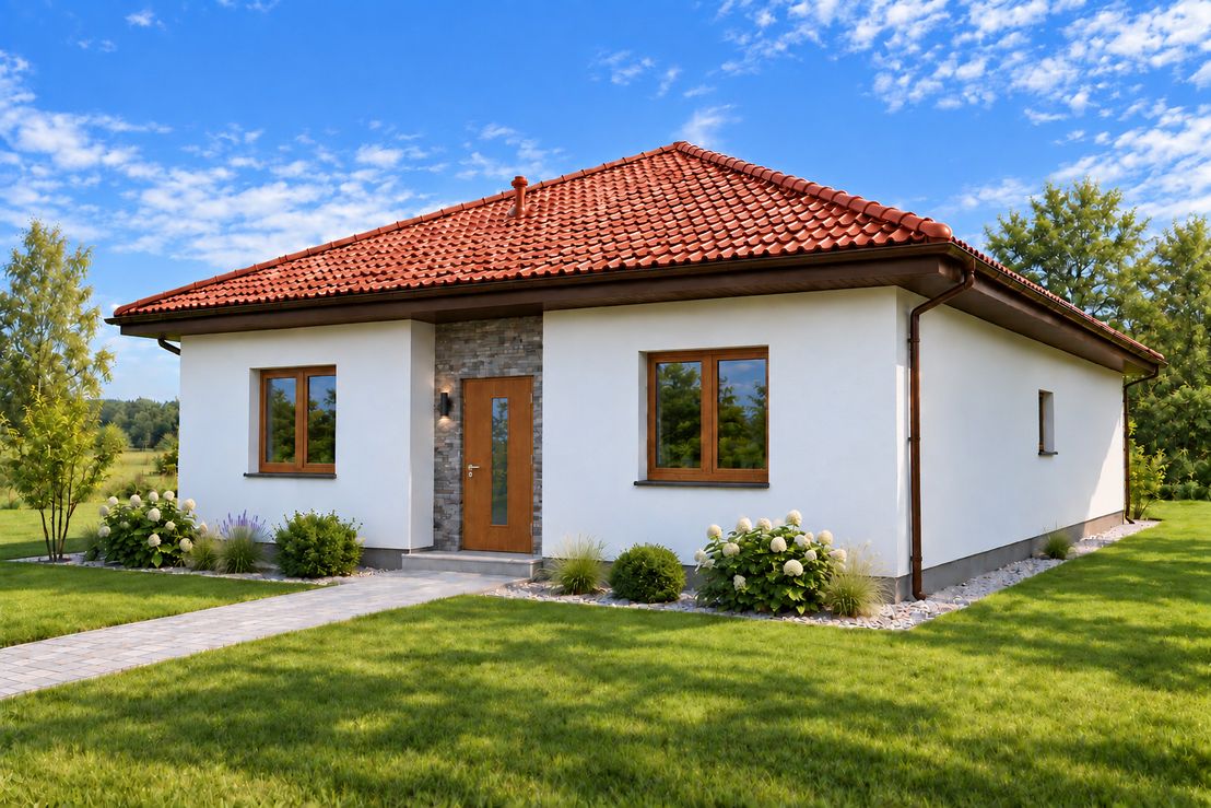 Projekt gotowy Dom keramzytowy Fiore 86 - parterowy dom o powierzchni 86,60 m², dach namiotowy - ujęcie 6