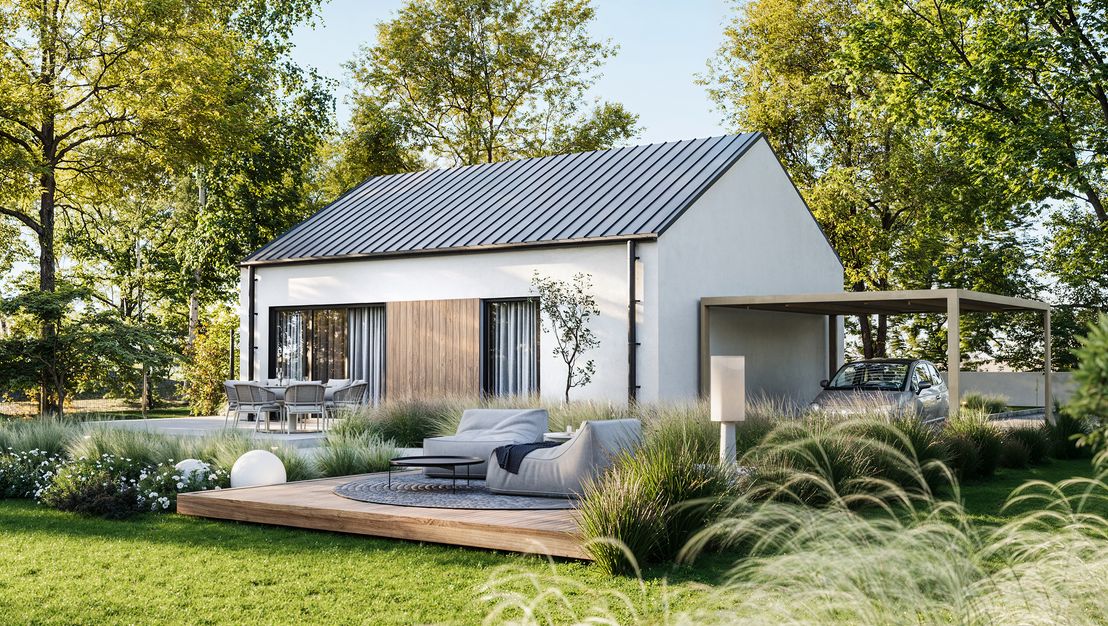 Projekt gotowy Dom modułowy Active - parterowy dom o powierzchni 58,78 m², dach dwuspadowy - ujęcie 2
