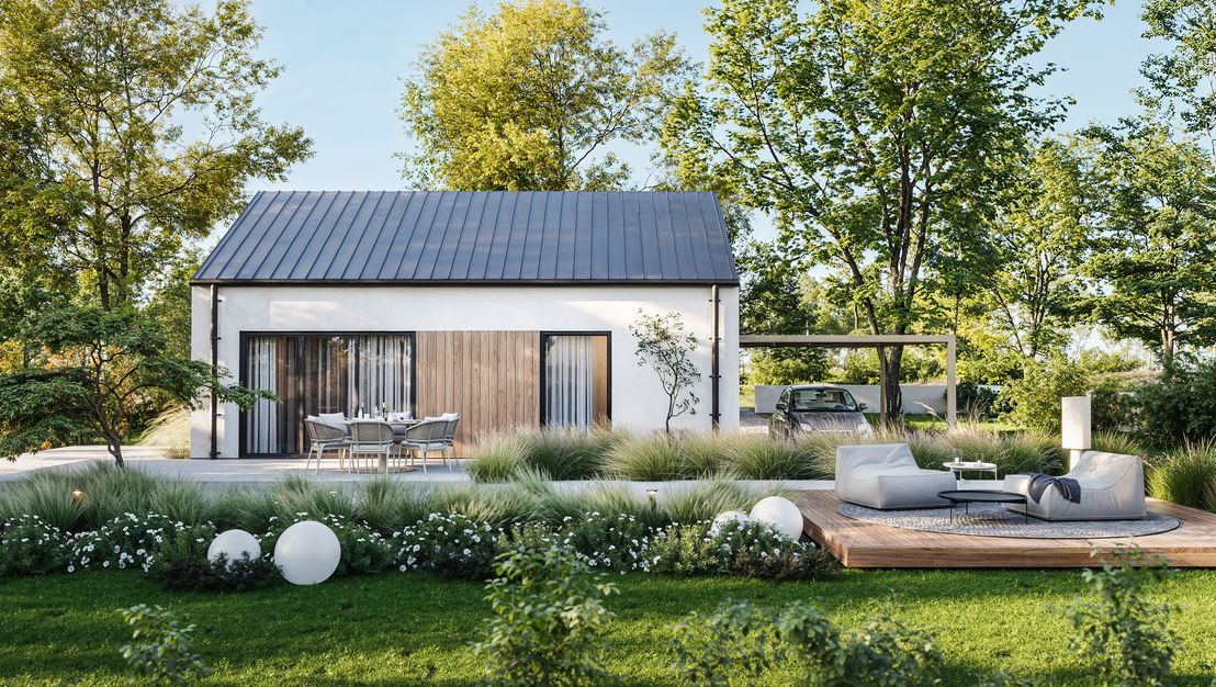 Projekt gotowy Dom modułowy Active - parterowy dom o powierzchni 58,78 m², dach dwuspadowy - ujęcie 3
