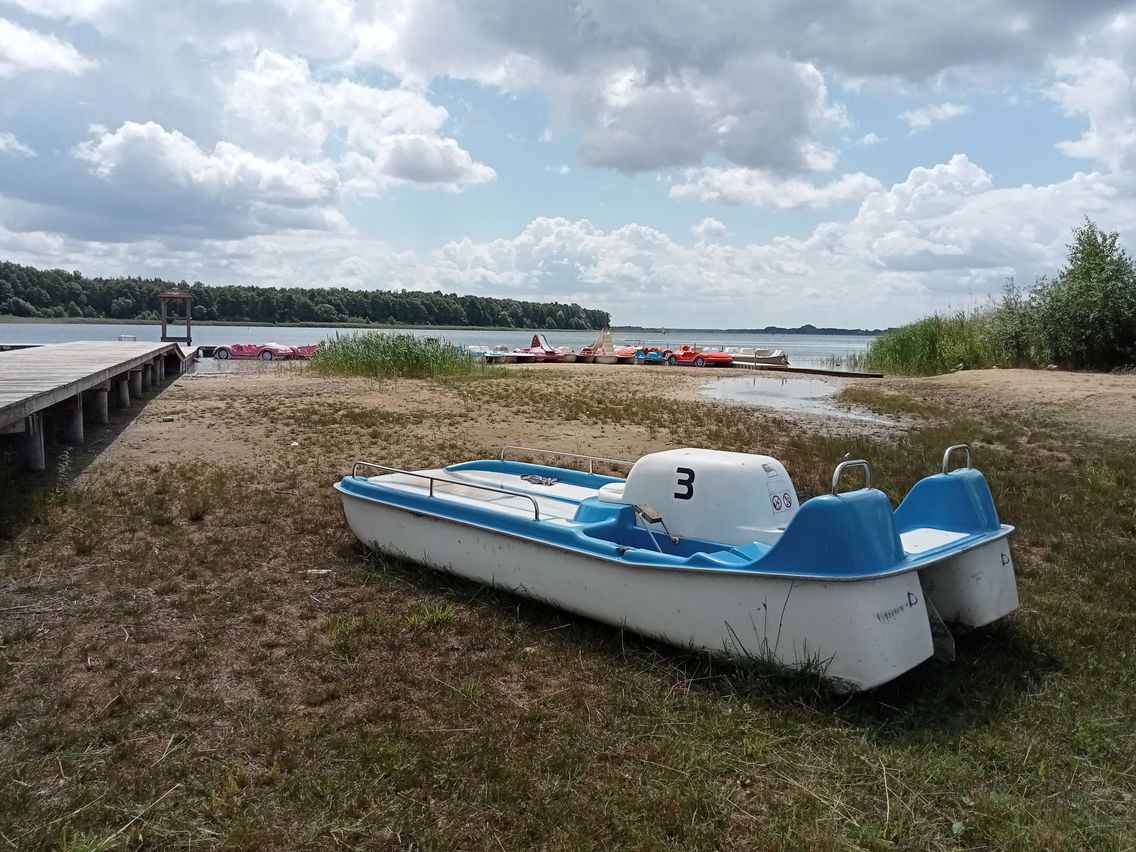 Jezioro Powidzkie na plaży w Przybrodzinie