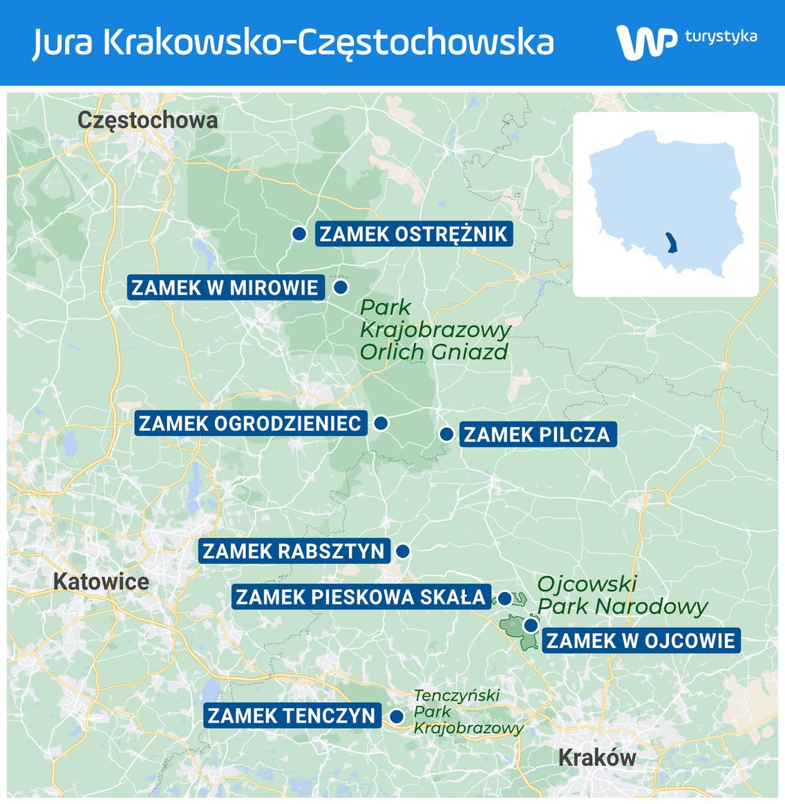 Najpopularniejsze zamki w rejonie Jury Krakowsko-Częstochowskiej 