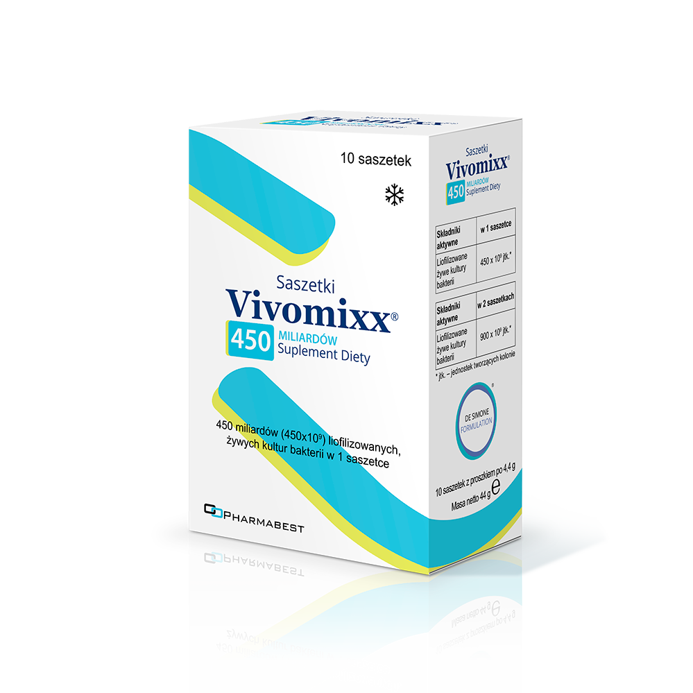 W stanach zaburzenia równowagi mikrobioty jelitowej warto stosować dobrej jakości, bezpieczny i skuteczny probiotyk. Wybierz Vivomixx®.