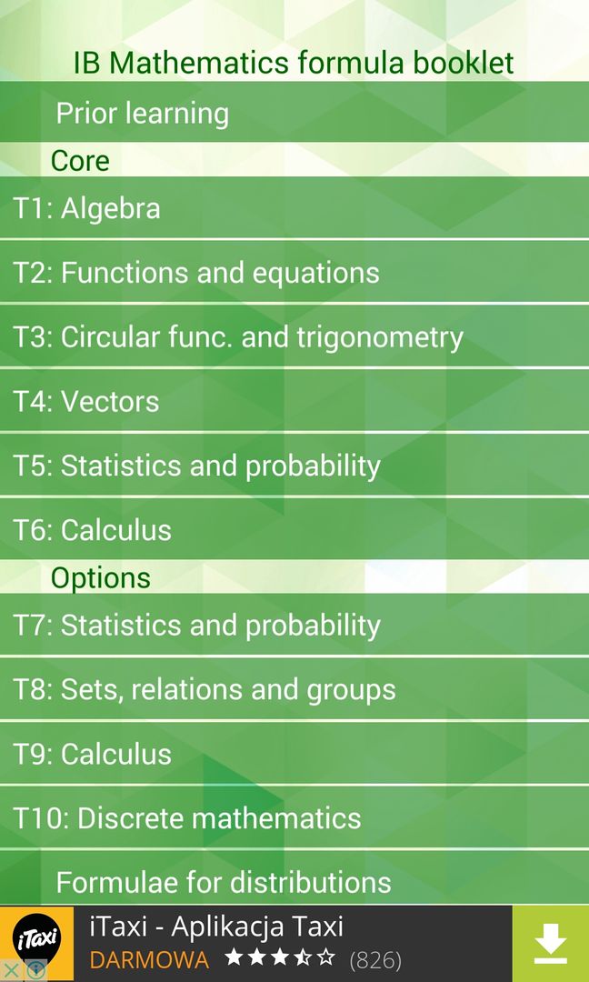 IB Mathematics Formula Booklet 1.0 (Android) - Dobreprogramy