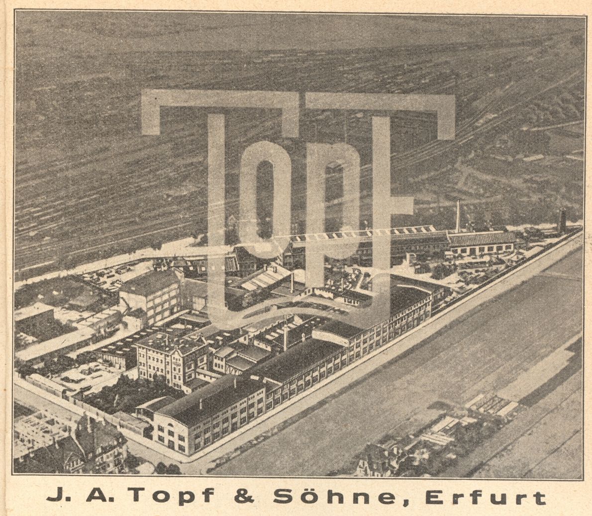 Plakat reklamowy z widokiem fabryki. Przewodnik po Erfurcie 1935 r.