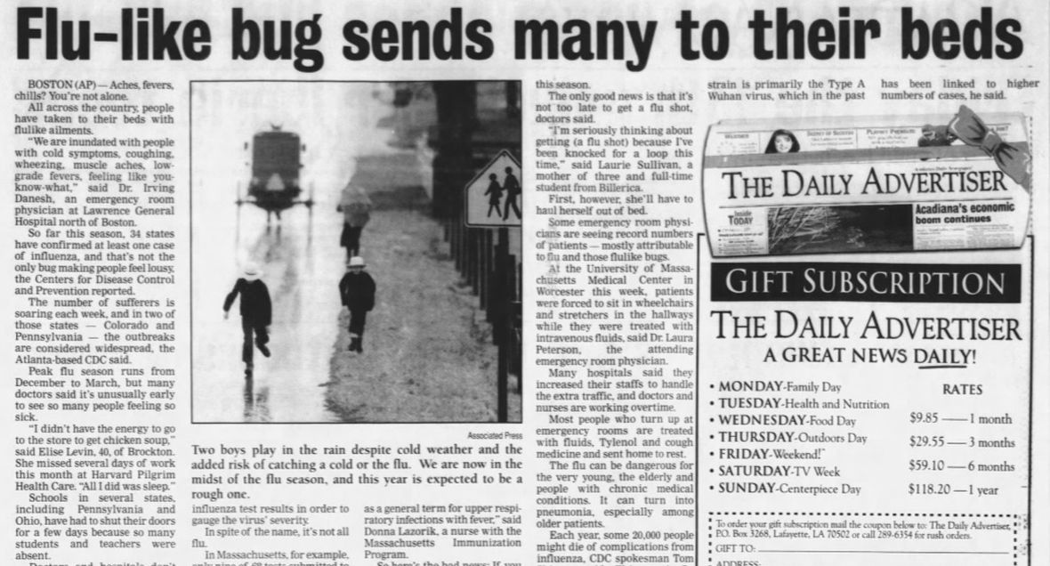 Amerykańska prasa o wirusie z Wuhan. 14 grudnia 1996 roku