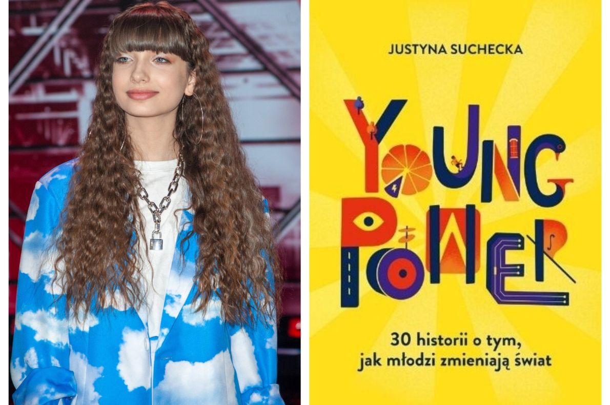 Viki Gabor i okładka książki Justyny Sucheckiej &quot;Young Power&quot;