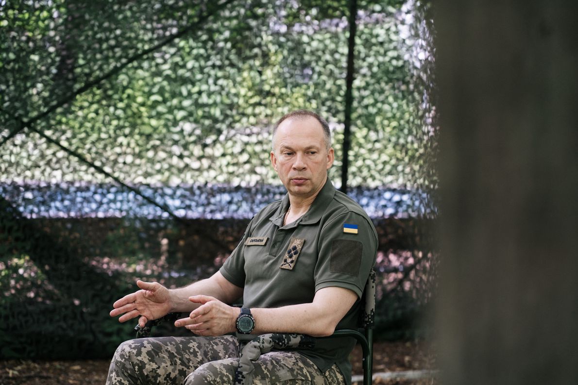 Ukrainian Gen. Col. Oleksandr Syrsky photographed during an interview on June 30, 2022 in eastern Ukraine. (Anastasia Vlasova for The Washington Post via Getty Images)