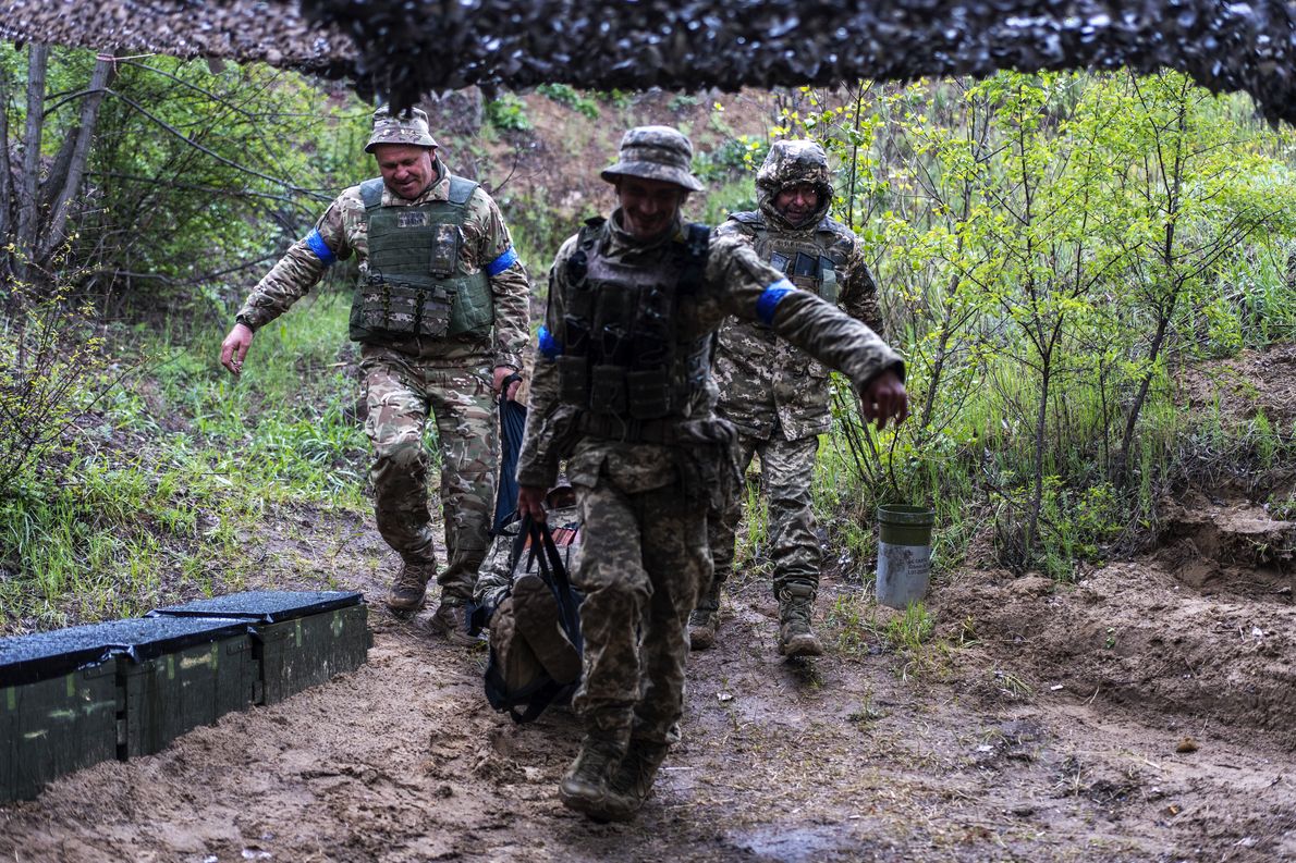 DONETSK OBLAST, UKRAINE, MAY 12, 2025: Ukrainian infantrymen from the 68th brigade undergo training on tactical combat medicine in Donetsk Oblast, Ukraine, on May 12, 2025. (Photo by Jose Colon/Anadolu via Getty Images)