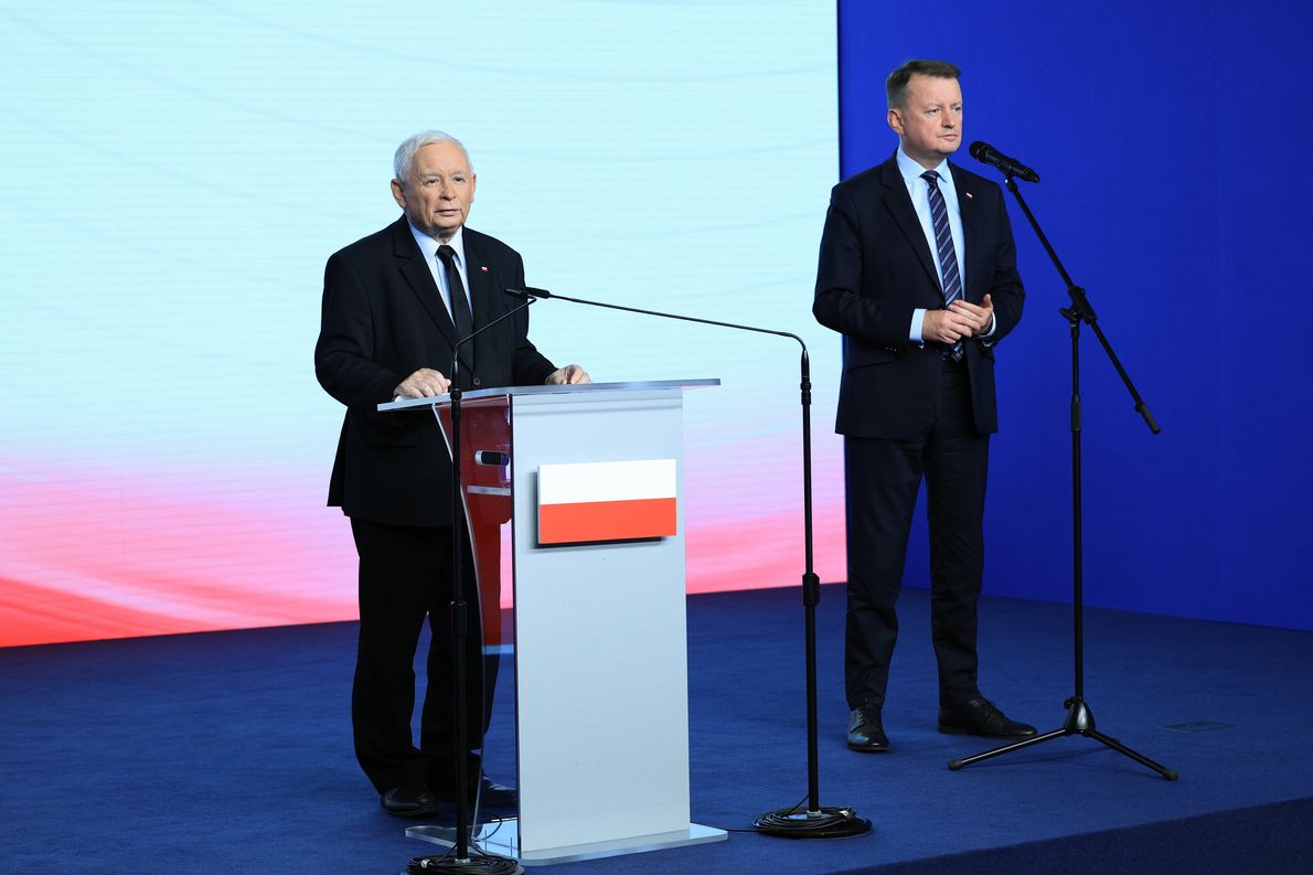 Jarosław Kaczyński oraz Mariusz Błaszczak