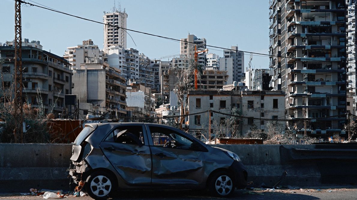 Zniszczone domy w Bejrucie