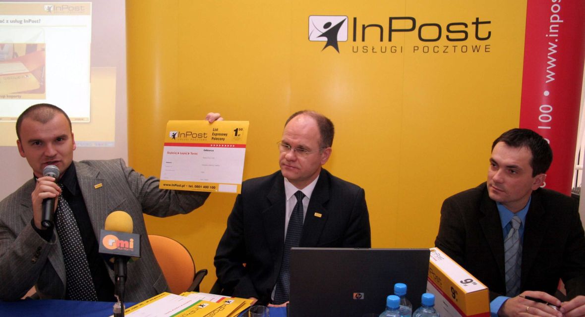 Konferencja prasowa InPost, pierwszego niezależnego operatora pocztowego, prowadzącego swoją działalność na terenie całego kraju. Grudzień 2006 roku