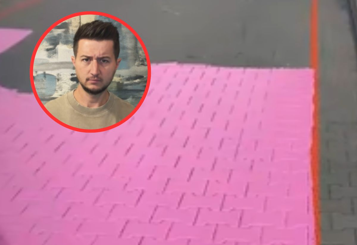 Siemiatycze malują chodnik na różowo przed koncertem Skolima