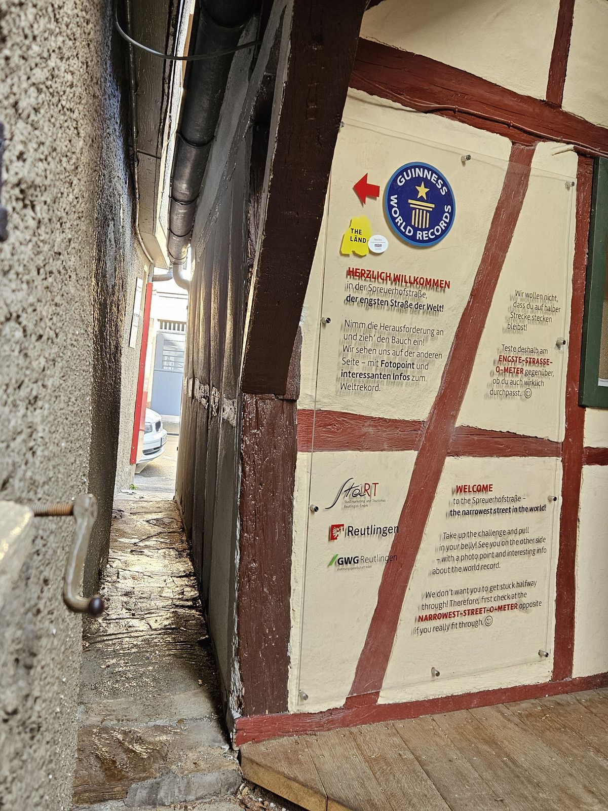 World's narrowest street is just 31 cm wide in Reutlingen, Germany