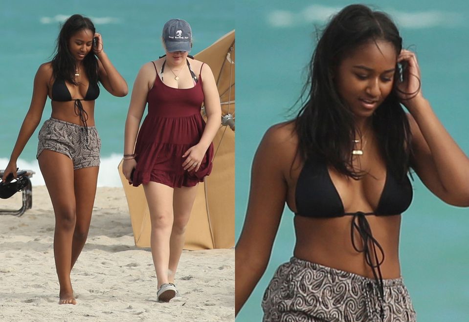 Sasha Obama na plaży w Miami.