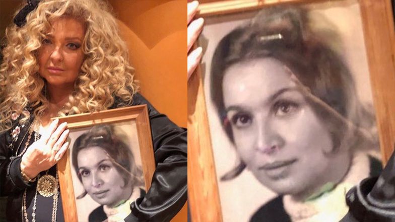 Immersed in reflection, Magda Gessler poses with a photo of her deceased mother: “I bought her flowers of her favorite color”