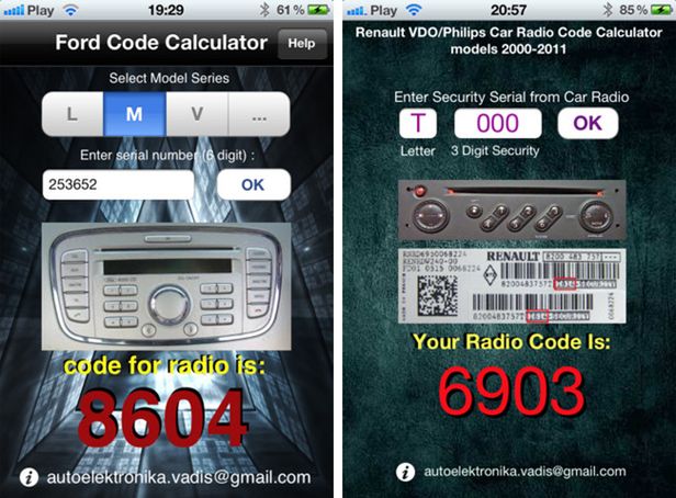 Kalkulator kodów do radioodbiorników Forda lub Renault