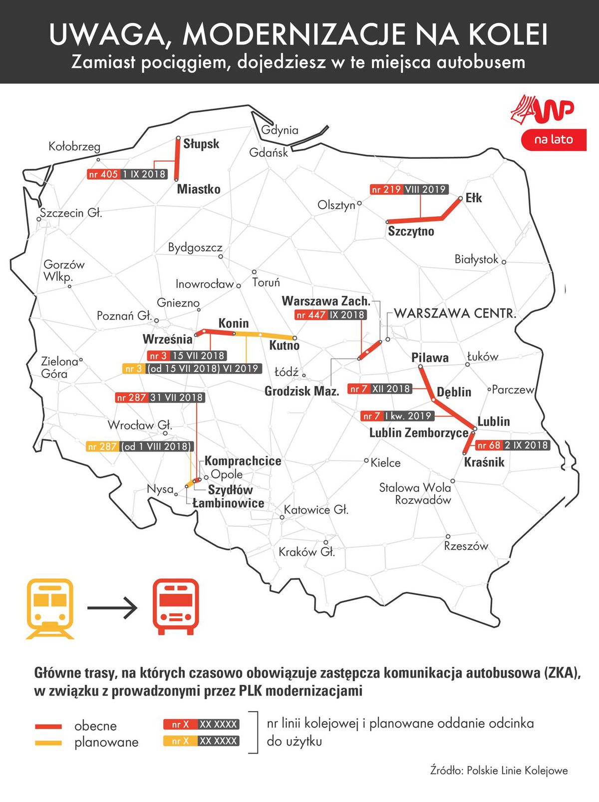 warszawa szczytno mapa Mapa utrudnień kolejowych. Sprawdzamy, gdzie lepiej się nie 