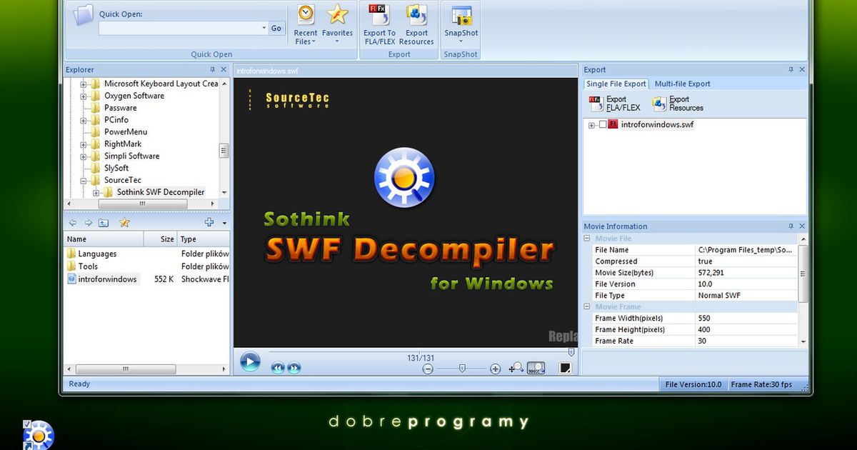 Sothink SWF Decompiler 7.4 Build 5320 - dobreprogramy