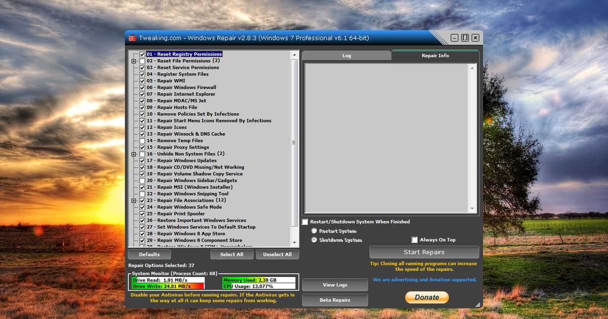 Tweaking Windows Tweaking.com - Windows Repair 4.14.0 - dobreprogramy