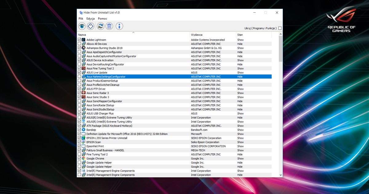 Hide From Uninstall List 1.0 - dobreprogramy
