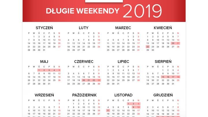Długie weekendy 2019 - zaplanuj swój urlop