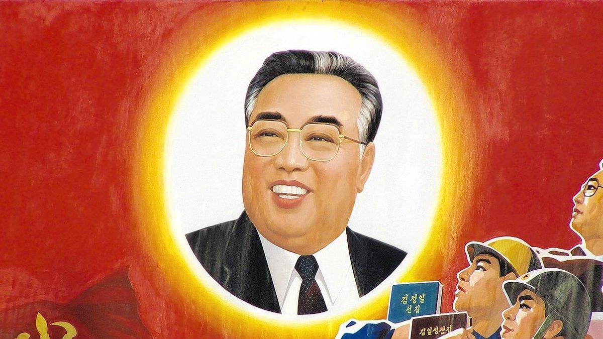 Kim Ir Sen, plakat propagandowy. Fot. yeowatzup, lic. CC BY 2.0