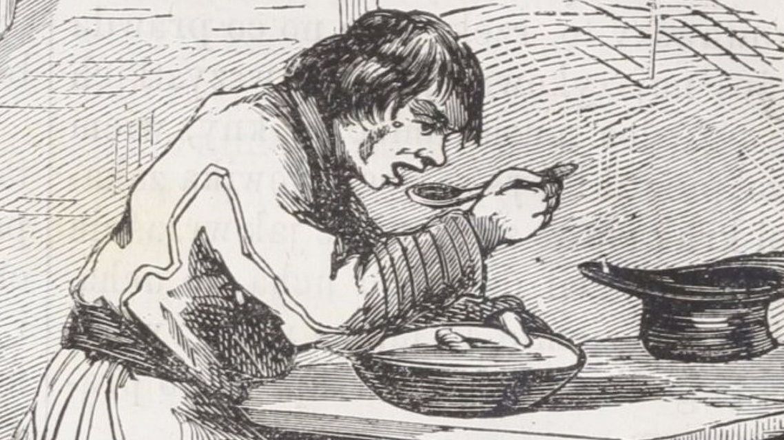 Chłop spożywający posiłek