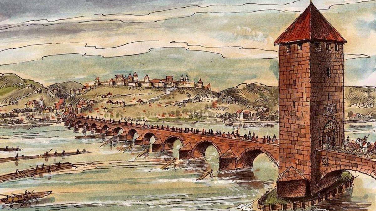 Most Karola w Pradze przed zniszczeniem. Rekonstrukcja O.Šefců