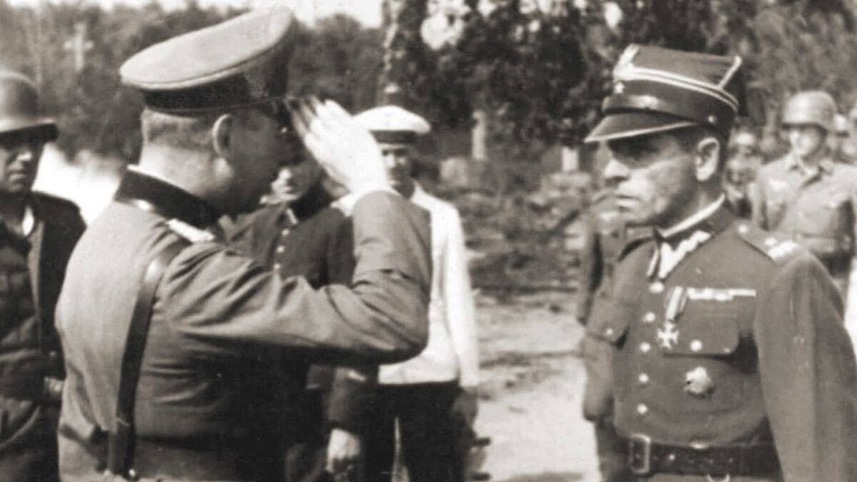 Gen. Friedrich-Georg Eberhardt i mjr Henryk Sucharski podczas kapitulacji Westerplatte