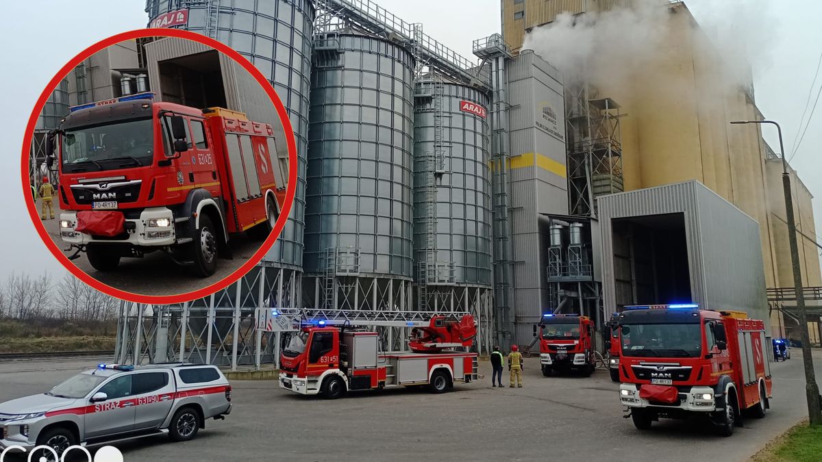 Pożar elewatora w Gołańczy.
