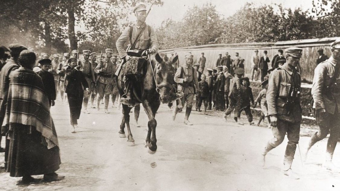 Przemarsz Pierwszej Kompanii Kadrowej przez Kielce w 1914