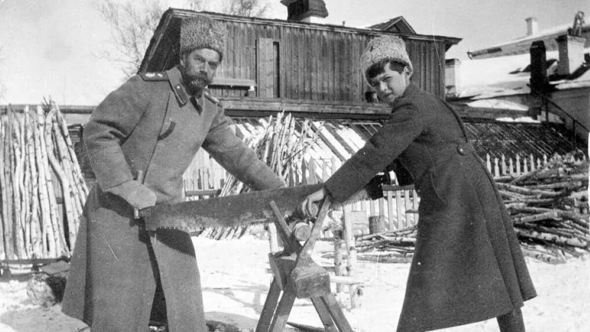 Mikołaj II Romanow z synem Aleksym