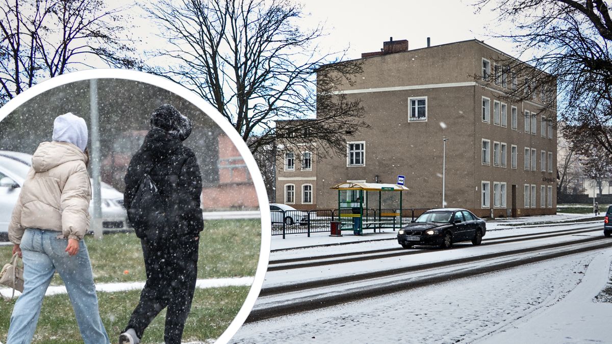 Pierwszy śnieg w tym sezonie zimowym w Pile. 