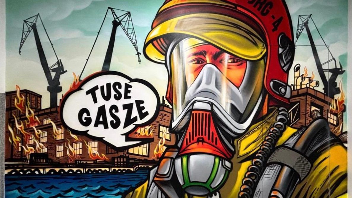 mural, strażacy, straż