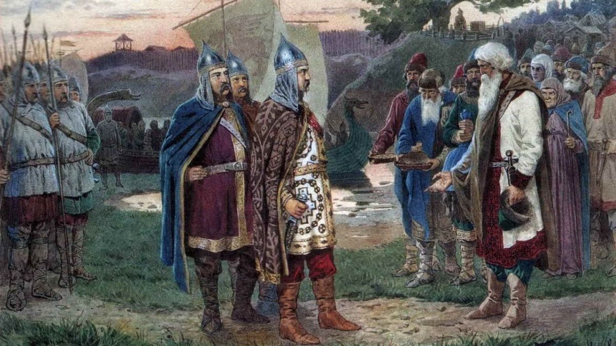 Powołanie Waregów. Obraz A. Krivshenko (1889)