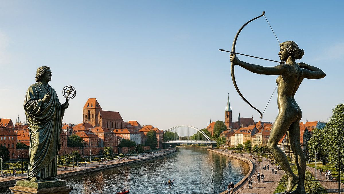 Pomnik Mikołaja Kopernika i posąg Łuczniczki