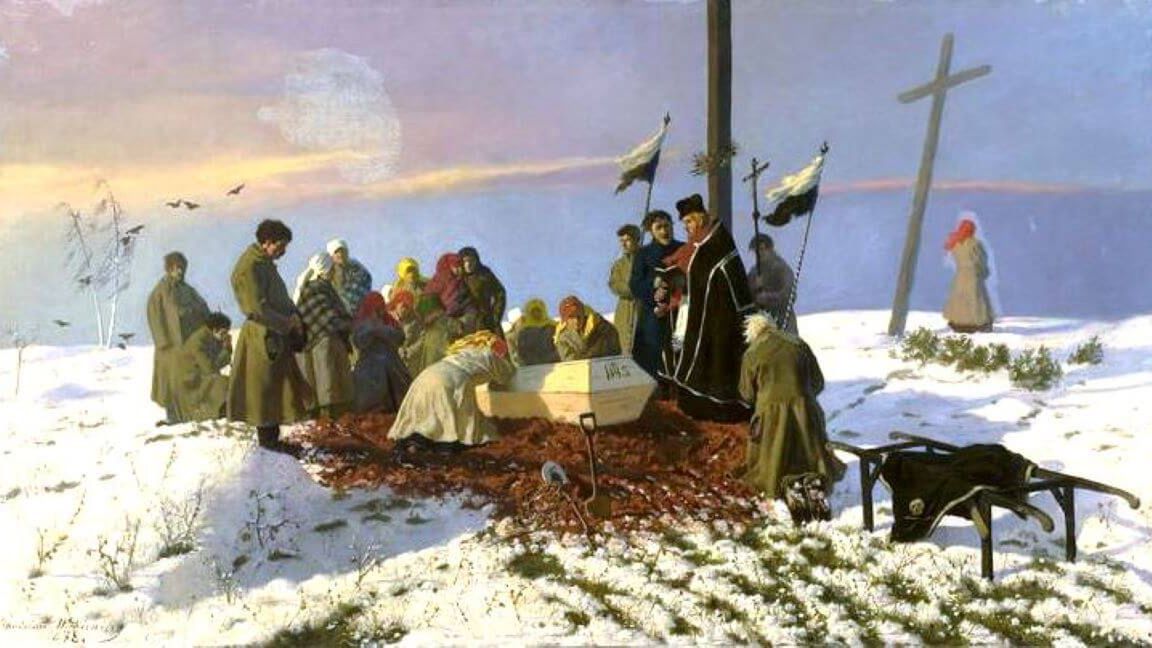 Pogrzeb na wsi. Obraz Stanisława Witkiewicza