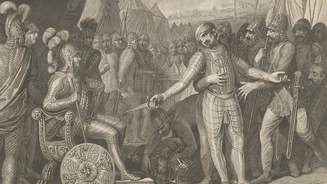 Wichman poddaje się księciu Mieszkowi, grafika według Franciszka Smuglewicza