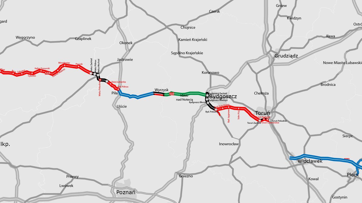 Cały przebieg nowej drogi ekspresowej