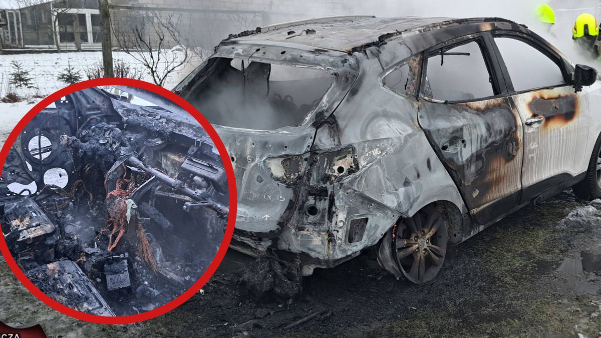 Hyundai spłonął całkowicie.